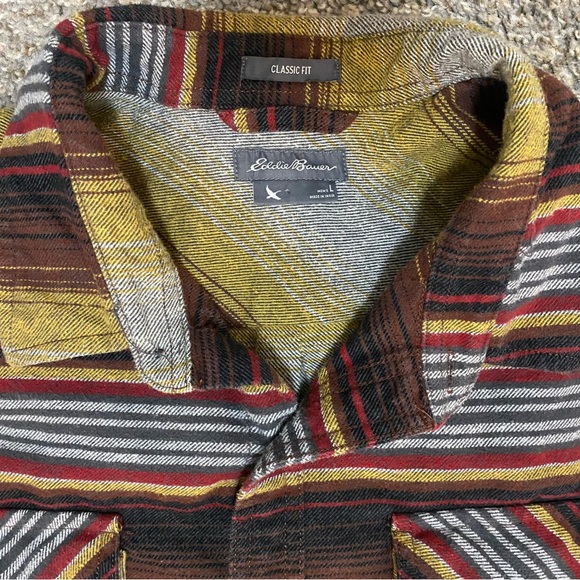 Eddie Bauer Flannel LS Shirt Men’s Large Pockets EUC - Picture 2 of 12